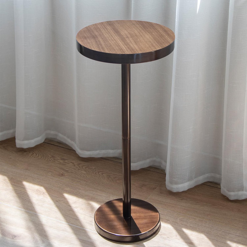 Table d'appoint à piédestal, table à boisson, petite table à martini ronde pour le salon, dortoir, bureau à domicile et chambre à coucher, brun