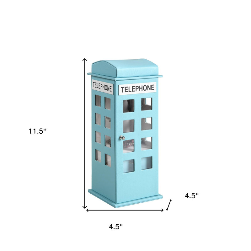 Boîte à bijoux 12 po Cabine à téléphone 12 po Aqua and White