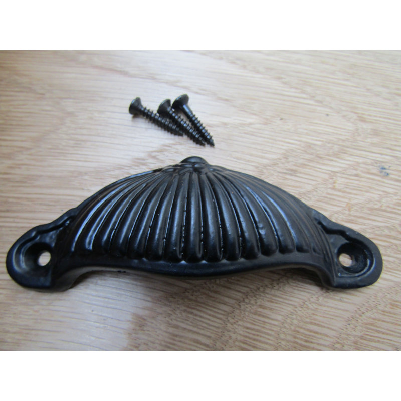 Ridged Cup Pull Handle Antique Copper, Black