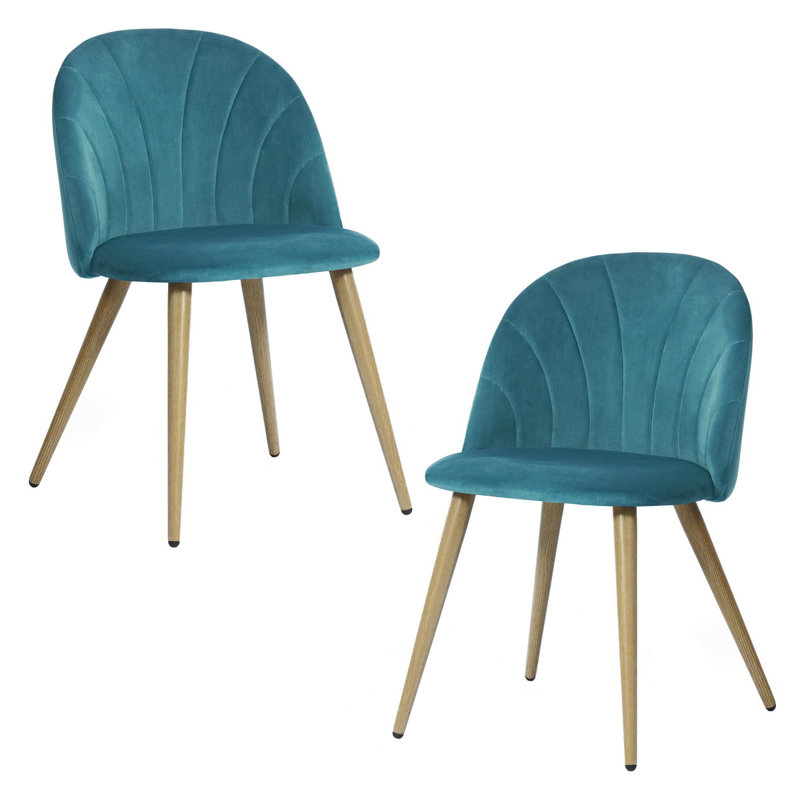 Aveline 45cm H Velvet Upholstered Side Chair, Blue