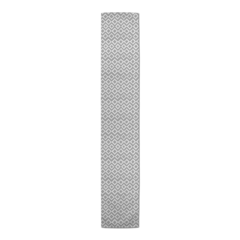 Fonseca Geometric Table Runner, Light Gray, 72" x 16"