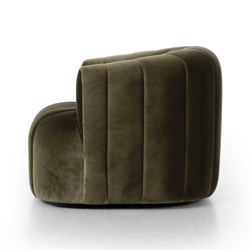 Elliana Swivel Barrel Chair, Surrey Olive Velvet