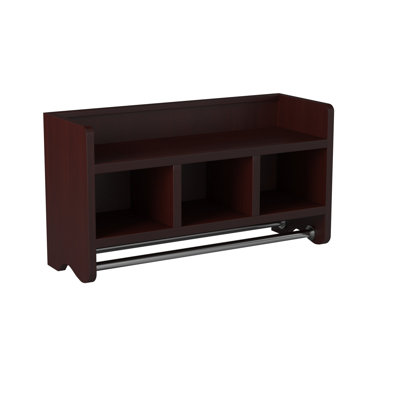 Afanasie 25" Wide Wooden Rectangular Wall Mounted Bathroom Shelf With Storage And Towel Bars