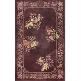 Small Scatter Size Purple Antique Chinese Art Deco Area Rug