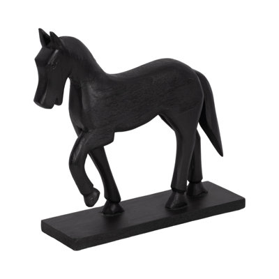 Pewamo 13" Majestic Galloping Horse Figurine On Base, Elegant Black