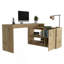 Bureau d'ordinateur moderne en L avec rangement ouvert et fermé - Chêne clair-422244293