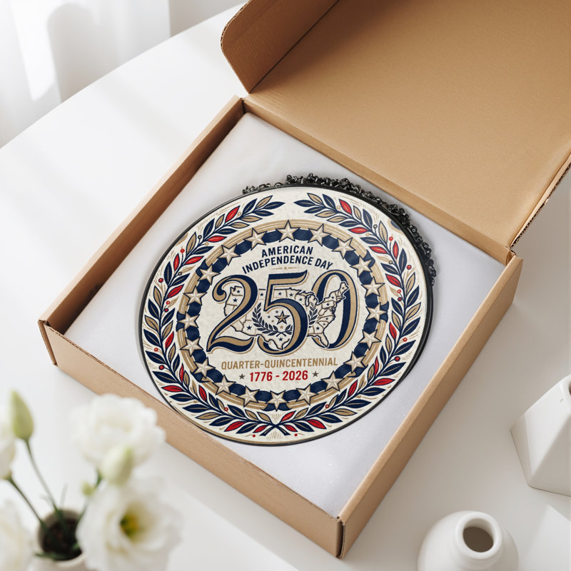 Panneau de fenêtre en verre pour décoration intérieure American Independance USA 250th Anniversary - H 12 po, H 12 po