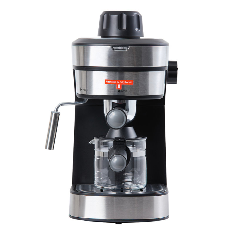 Compact 5 Bar Espresso Machine - Stainless Steel Coffee Maker