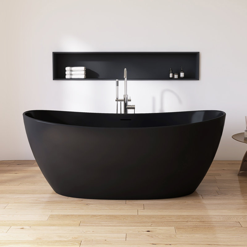 Baignoire de trempage autoportante 65 po. X 34 po., Noir mat