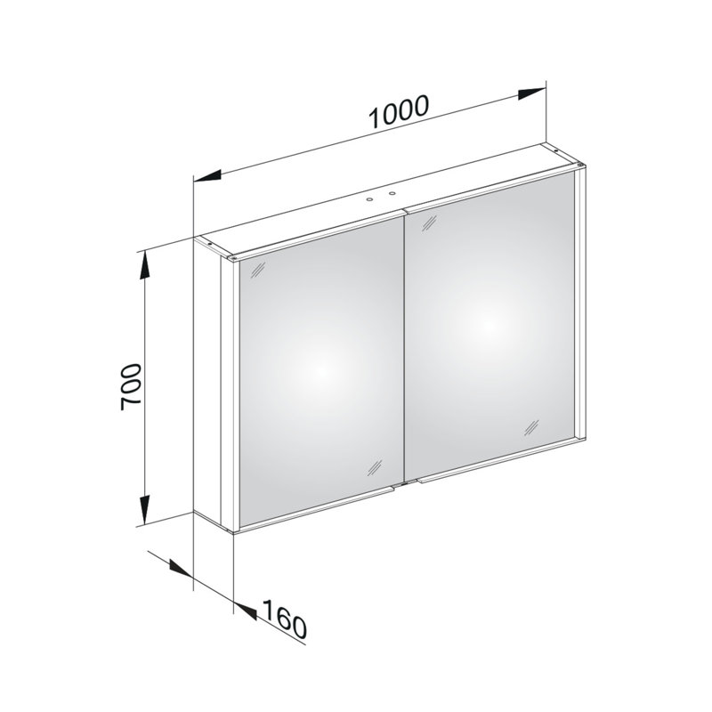 100mm W 70mm H Surface Frameless Medicine Cabinet Mirror 6 Adjustable