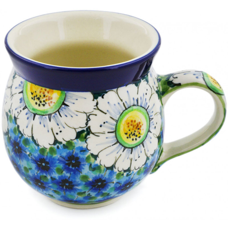 Grande tasse à bulles en grès 12 oz - Pensées et marguerites