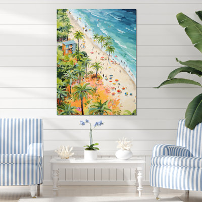 Pastel Color Coastal Beach Scene Paradise I - Beach Wall Art