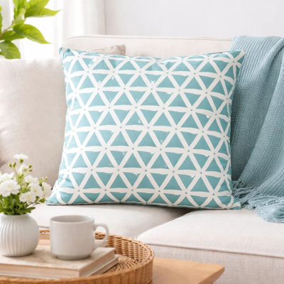 Housse de coussin d'extérieur pour l'intérieur, éclat de cristal bleu turquoise carré de 20 pouces