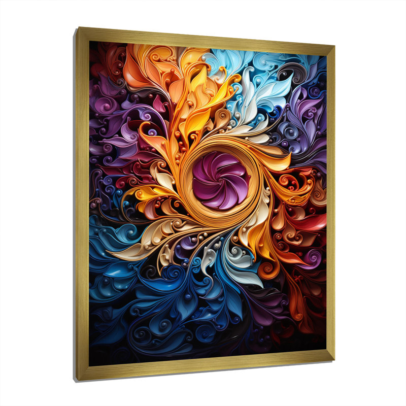 Hamzeh Spiral Kaleidoscope I, reproduction d'art sur toile, Encadrement doré, H 32 po x l 16 po x P 1 po