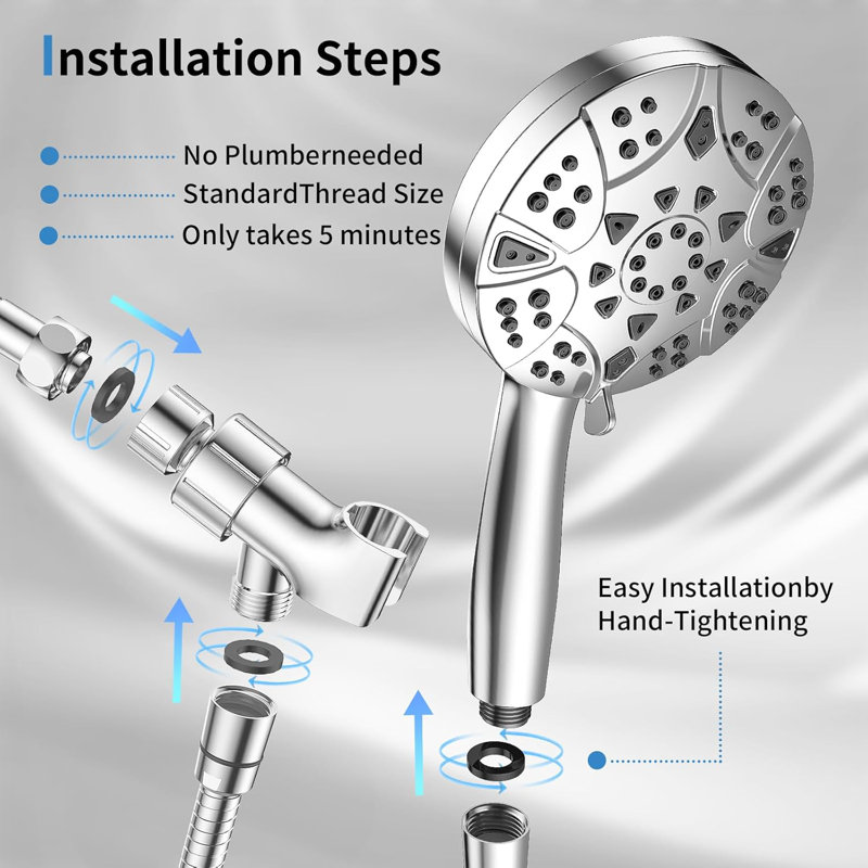 High Pressure 8-Mode Stainless Steel Handheld Shower Head with Adjustable Bracket
