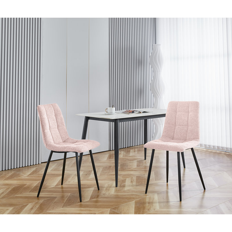 Chaises de salle à manger capitonnées Kashlyn, Rose