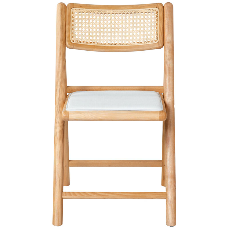 Shaylie Upholstered Seat Folding Dining Chair, Natural/White