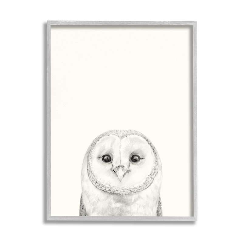 «Owl Portrait Gray» par Victoria Borges - reproduction de dessin, H 30 po x l 24 po, Estampe numérique Farmhouse