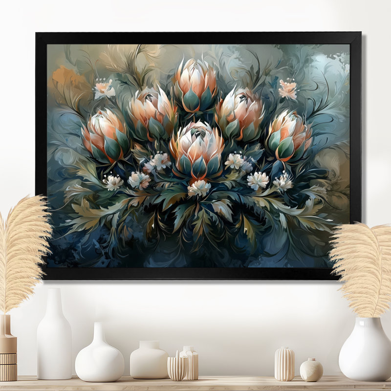 «Gray Winter Thistle Song Harmony I - Thistle», art encadré, Reproduction d'une seule photo avec cadre, Noir