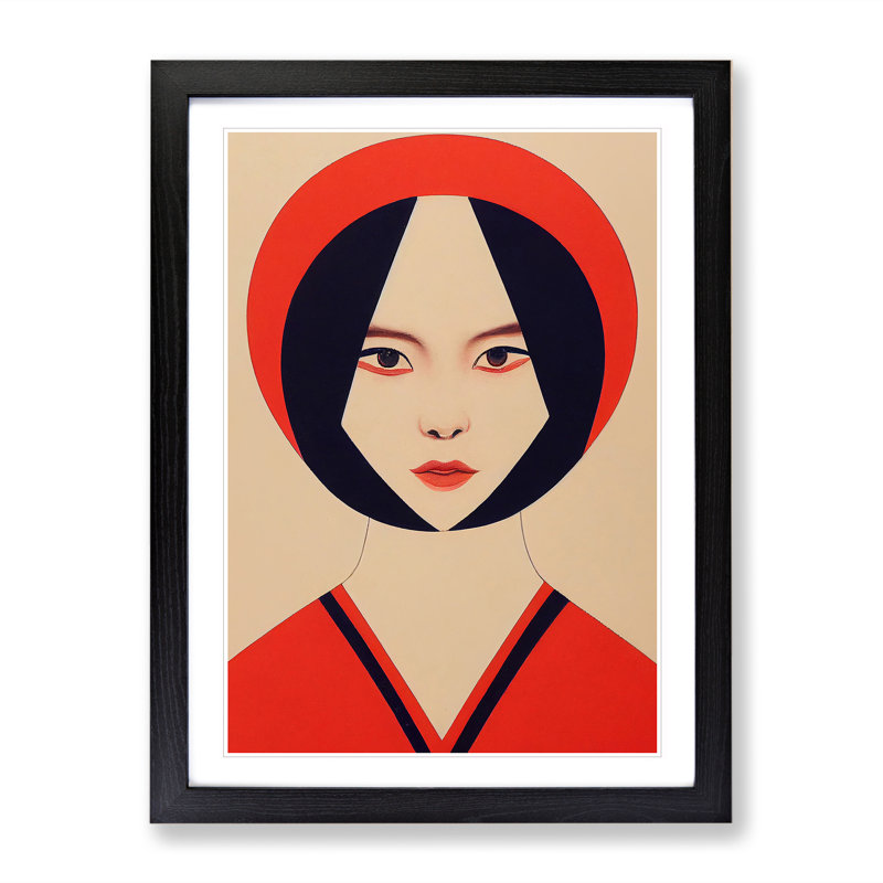 French Girl - Single Picture Frame Print, Black, 64cm H x 46cm W x 2cm D