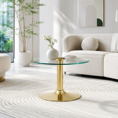 Table basse ronde en verre trempé de diamètre
