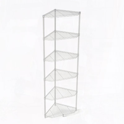 6-Tier Pentagonal Corner Wire Shelving Unit – 600lbs Capacity, Adjustable