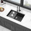 Matériau haut de gamme pour évier de cuisine encastrable en quartz noir de 19 po de largeur et profondeur de 28 pouces, avec surface non poreuse, réduisant l'accumulation de saleté, avec support à roulettes noir, quartz, évier, 28 po x 19 po