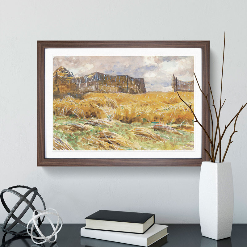 Field in France by John Singer Sargent - Framed Print, 48cm H x 65cm W x 2cm D, Walnut Framed