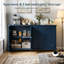 Buffet/meuble de rangement incurvé à 4 portes de 160 cm (62,99 po) au style vieilli, idéal pour l'entrée, le salon ou la cuisine.-327775775