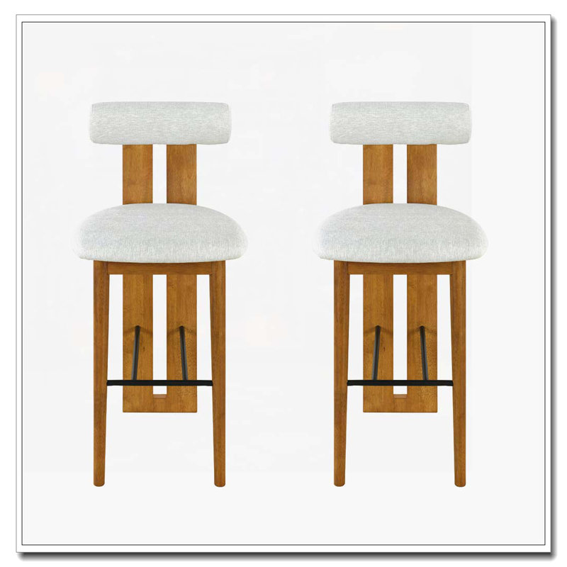 Wood Frame Barstool, Ivory