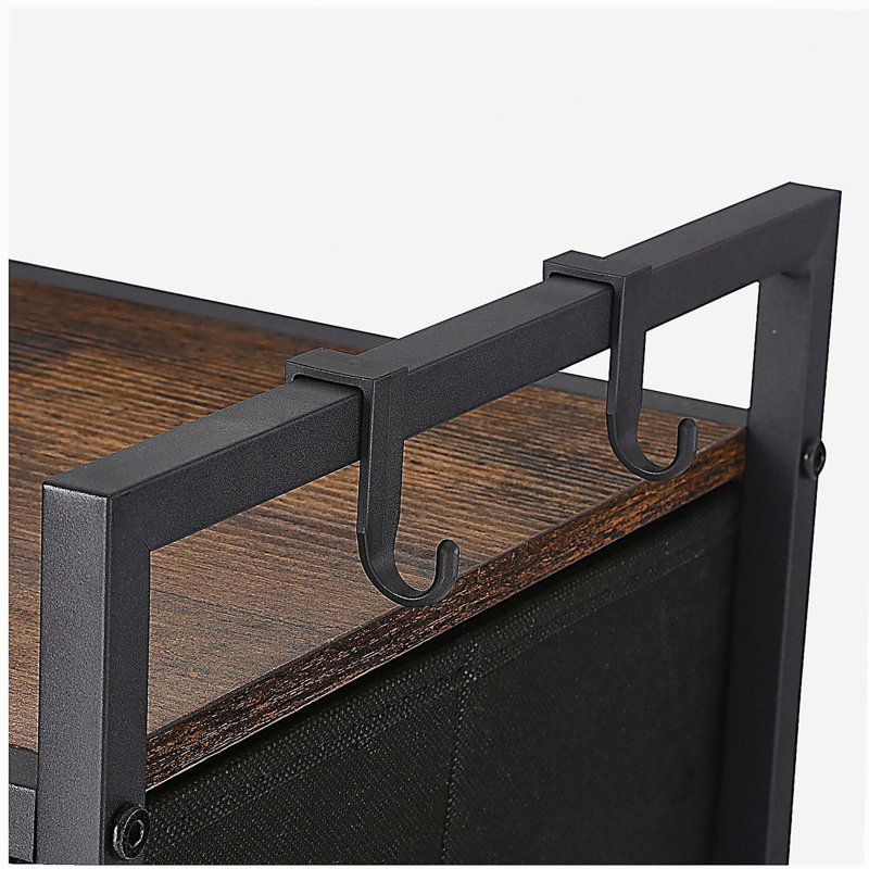 Trieur de linge à 3 sections, panier à linge roulant avec 2 tiroirs, crochets et roulettes, rangement pour panier à roulettes avec sacs à roulettes coulissants et plateau en bois pour les vêtements sales, salle de bain