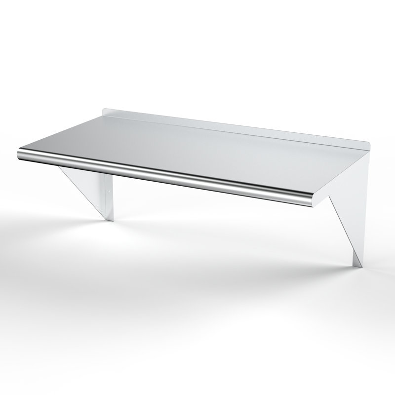 Tablette murale utilitaire en métal., H 17 po x l 36 po x P 18 po, Acier inoxydable