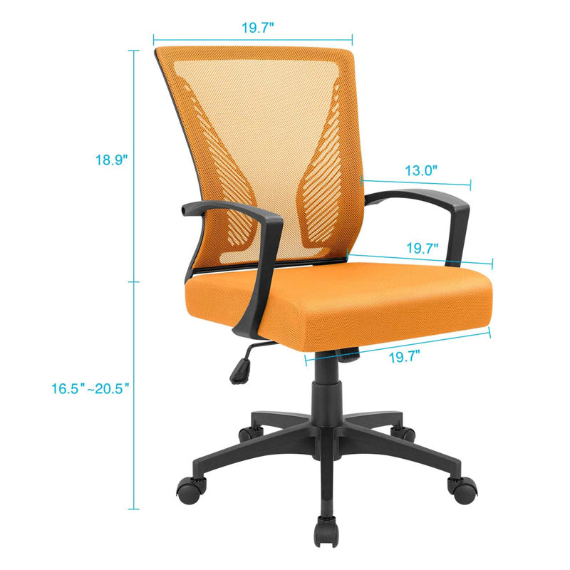 Chaise de bureau nervurée, Orange