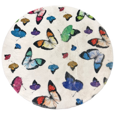Tapis rond en fausse fourrure Butterfly