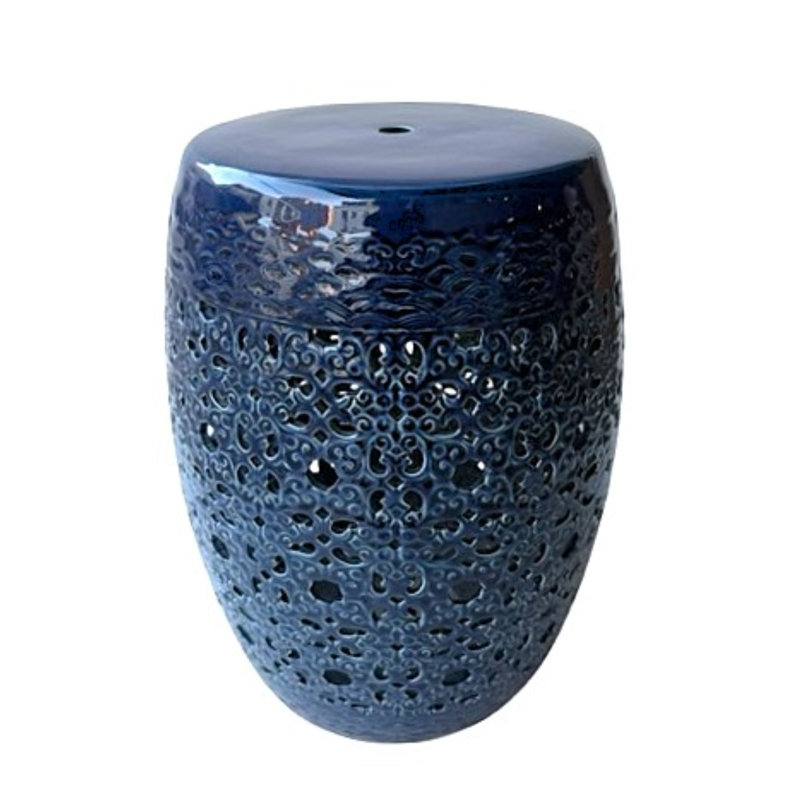 Tabouret de jardin en céramique Burtine, Bleu