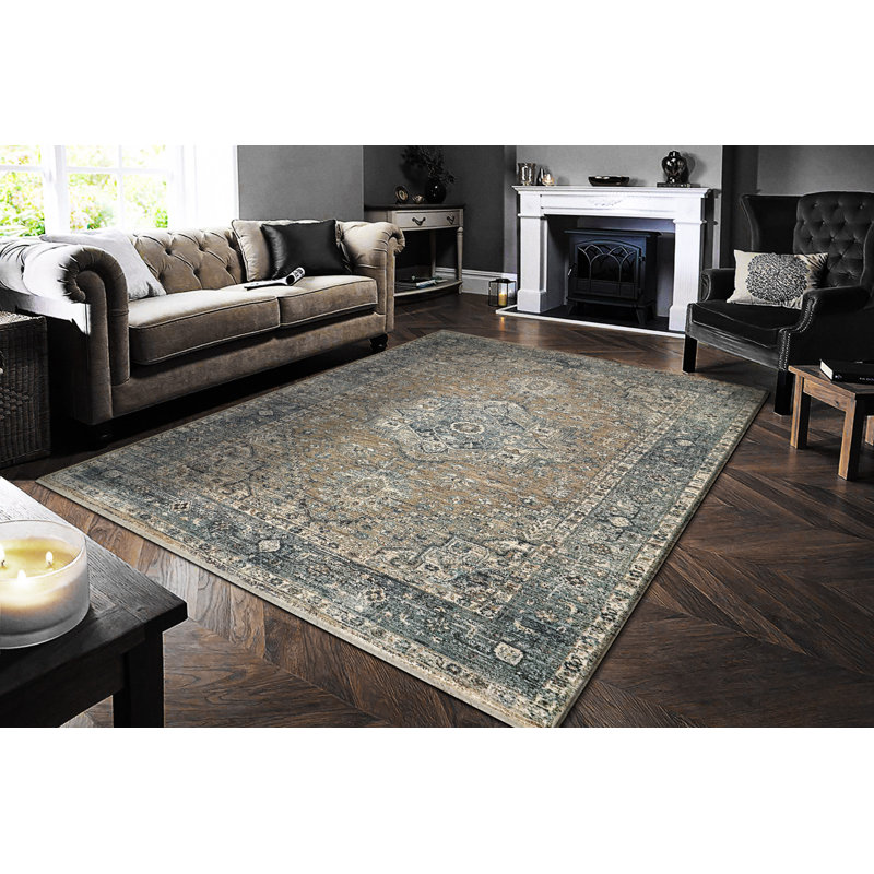 DAKOTA 7.10X10.10 6644-850 BEIGE/BLUE, Rectangle 7'10" x 10'10"