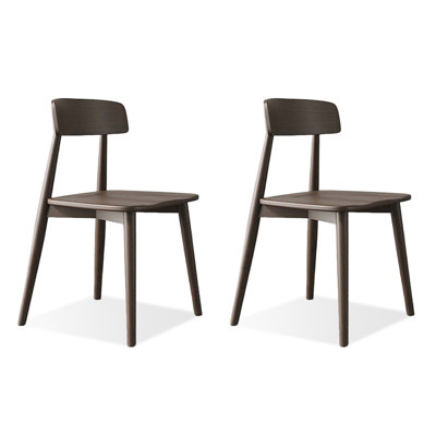 Retro Nut-Brown Solid back side Chair(Set of 2)