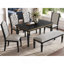 Ensemble de table de salle à manger 6 pièces, table rectangulaire de 60 po, 4 chaises capitonnées à dossier haut et 1 banc pour la salle à manger et la cuisine (noir) (ANCIEN SKU: N752S000080)-1304936145