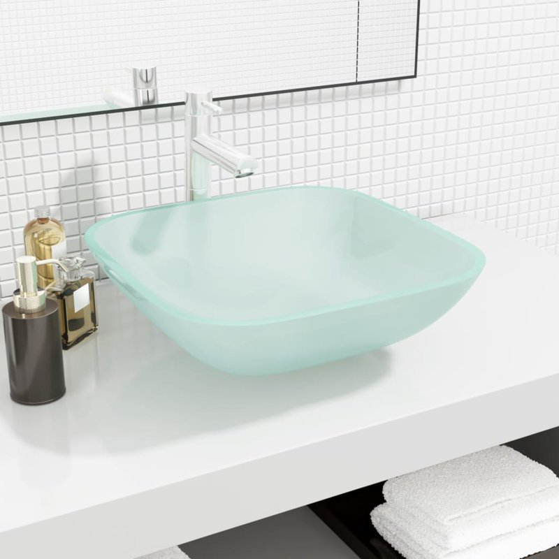 Metro Lane Adamm 420mm L x 420mm W Glass Square Sink, Blue