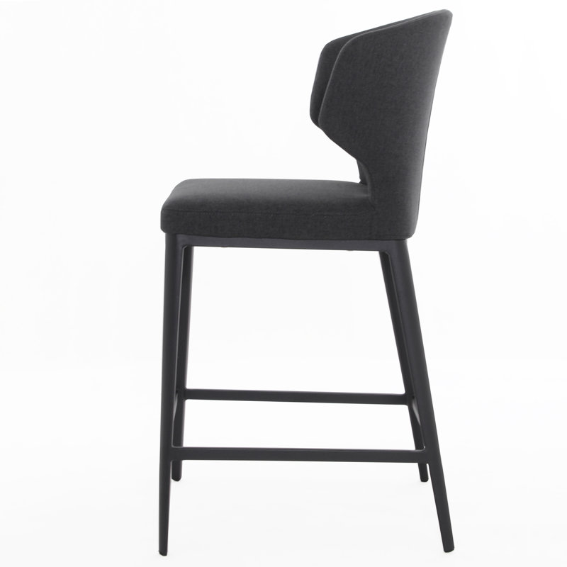 Tabouret de bar et de comptoir Belby, Tissu gris foncé, Tabouret de comptoir (siège d'une hauteur de 25,5