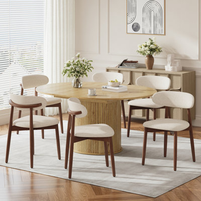 Ensemble de table de salle à manger 7 pièces avec rangement caché, table de salle à manger ovale convertible de 47,2 po à 63 po et 6 chaises de salle à manger rembourrées pour 4 à 6 personnes