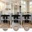 Ensemble de salle à manger 5 pièces - plateau d'aspect marbre, pieds en bois d'hévéa massif, 4 chaises rembourrées en lin, assemblage en 30 minutes, charme bicolore beige et noir-1946034689-1946034691