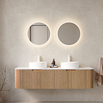 Meuble-lavabo mural flottant avec lavabos