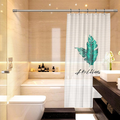 Tringle à rideau de douche à ressort réglable - sans perçage, conception en métal durable, installation facile pour la salle de bain, la cuisine, la porte et la fenêtre