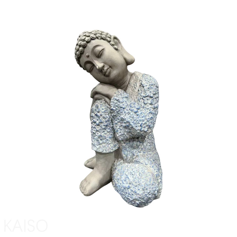Statue de Bouddha couché serein, haute figurine de Bouddha méditant en résine de 16,34 po, décor zen résistant aux intempéries pour le patio, la cour et l'espace de méditation