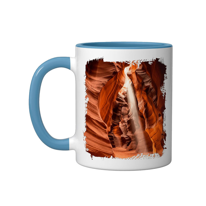 Antelope Canyon Sandstone Light Beam Scenic Landscape Ceramic Mug, 11oz, Blue