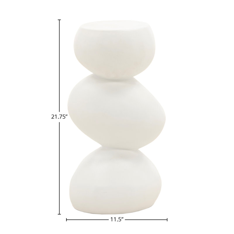 Serenade 22" Tall Outdoor Concrete End Table, White