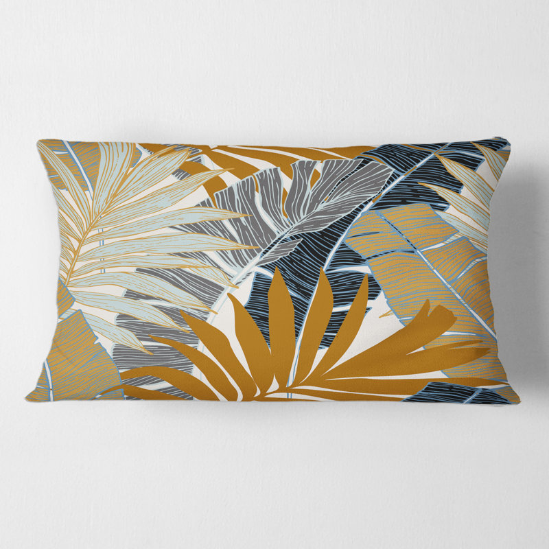Housse de coussin rectangulaire et insert de palmier tropical et feuilles de bananier