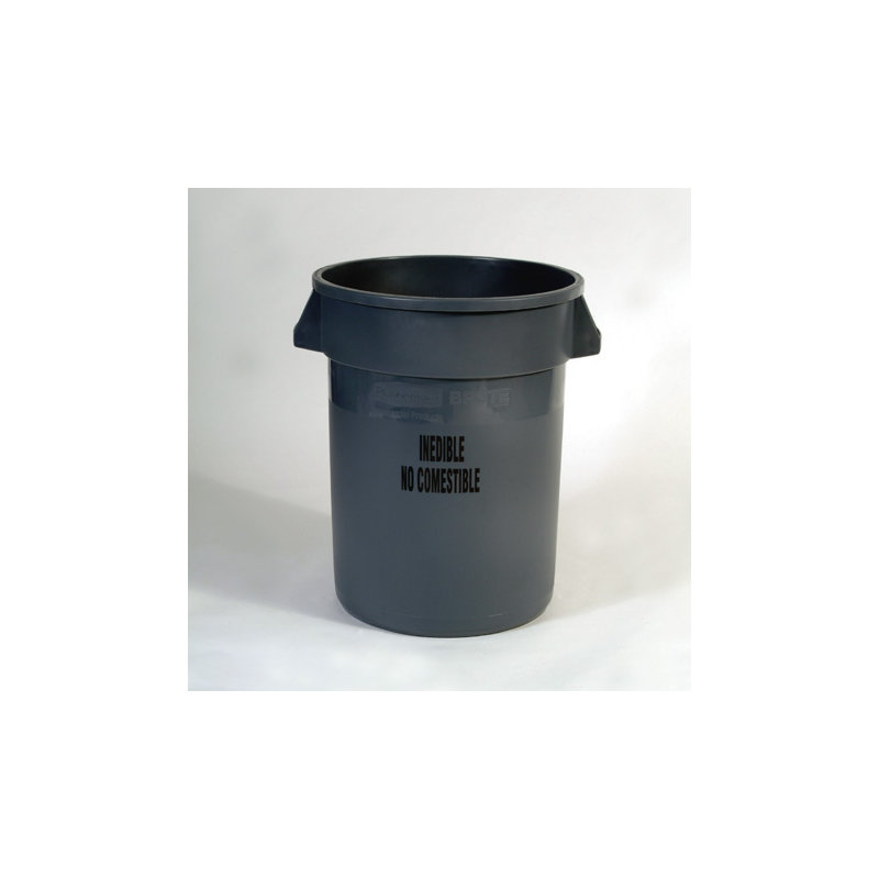 Poubelle à 32 gallons en® containers, Gris avec "incomestible"