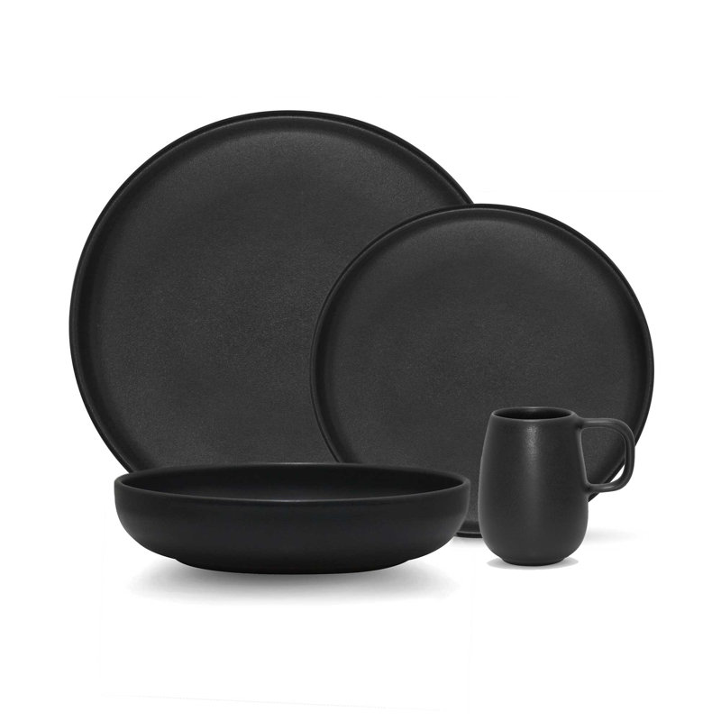 Service de table 16 pièces Mesa Ceramics, Noir